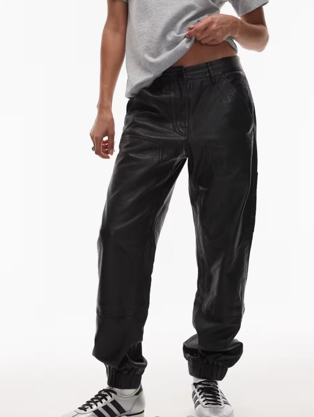 AllSaints Women's El Leather Carpenter Pants Black Size 6 New With REPAIR